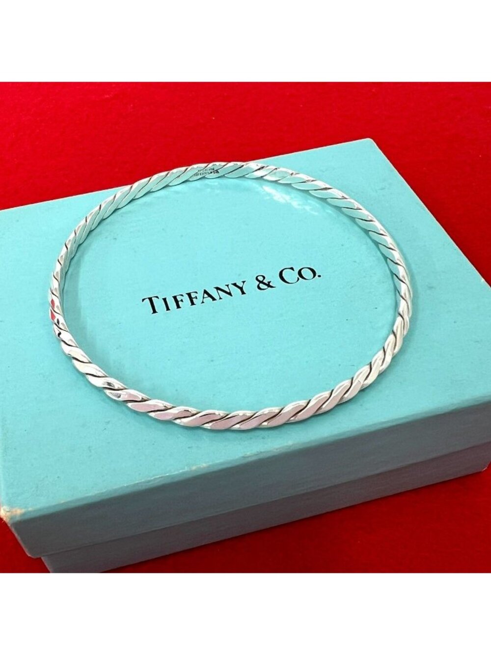 Tiffany & Co Vintage Twist Bangle 925 Sterling Silver Bracelet